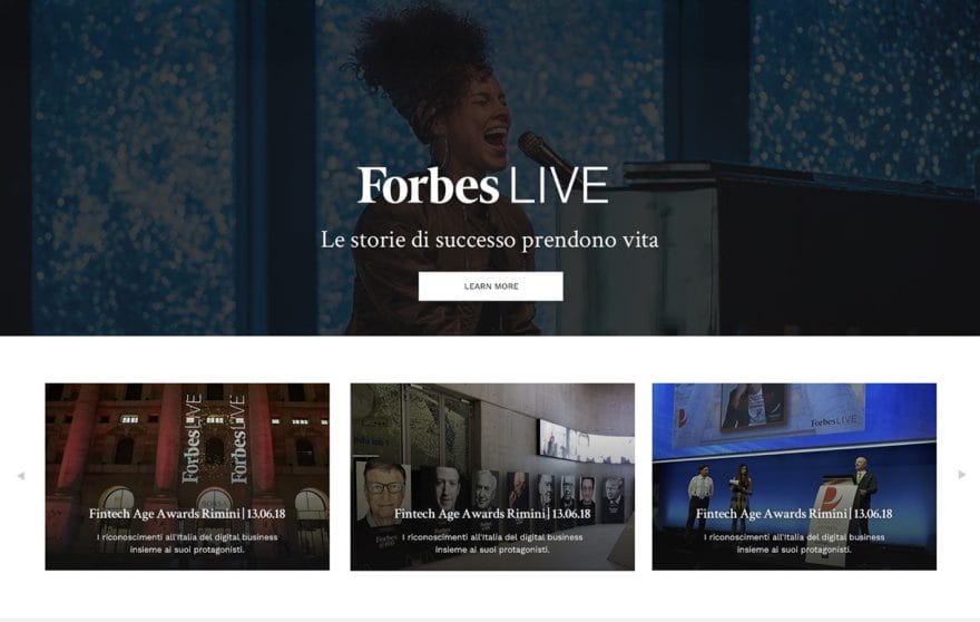 Schermata dal sito web di Forbes Italia