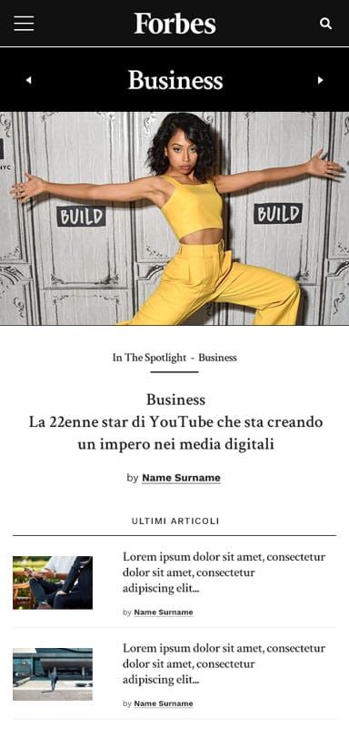 Schermata dal sito web di Forbes Italia