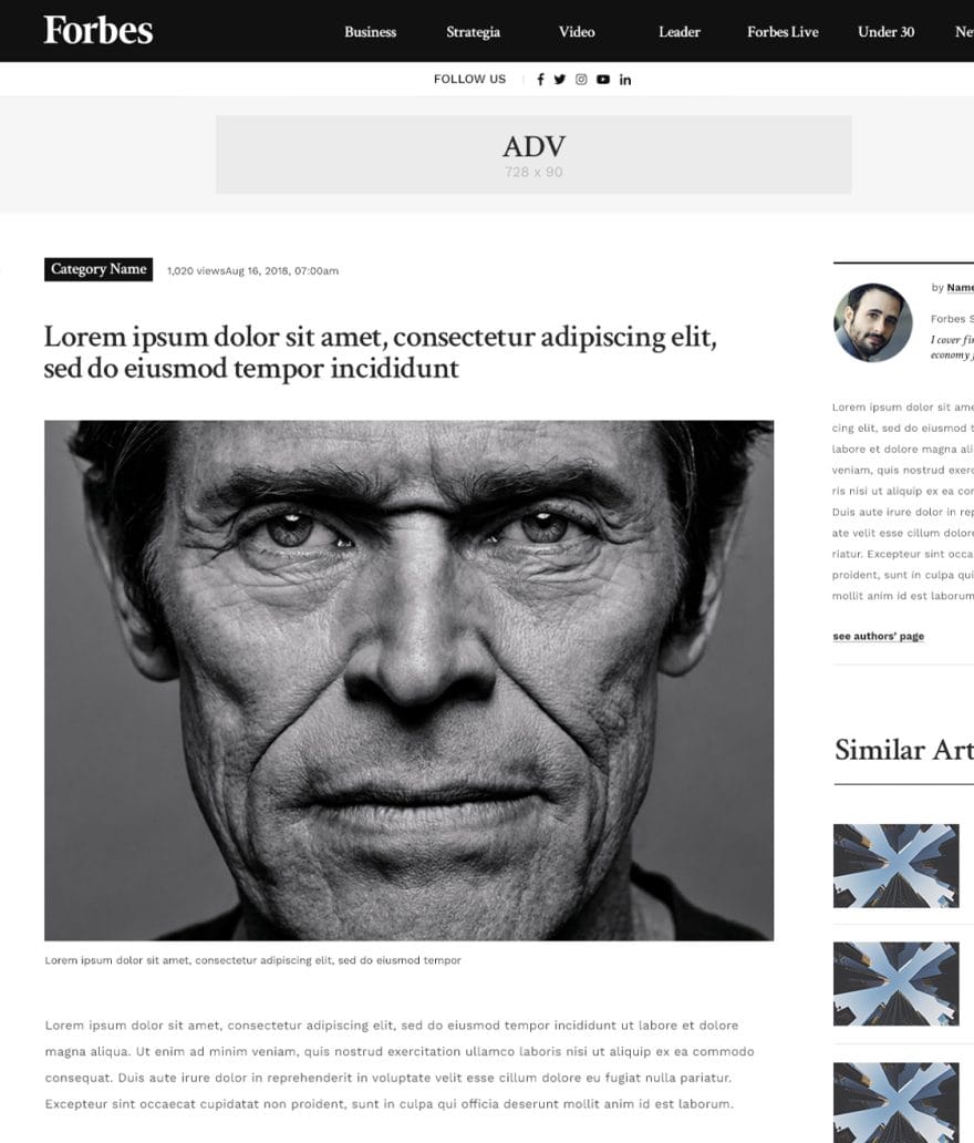 Schermata dal sito web di Forbes Italia