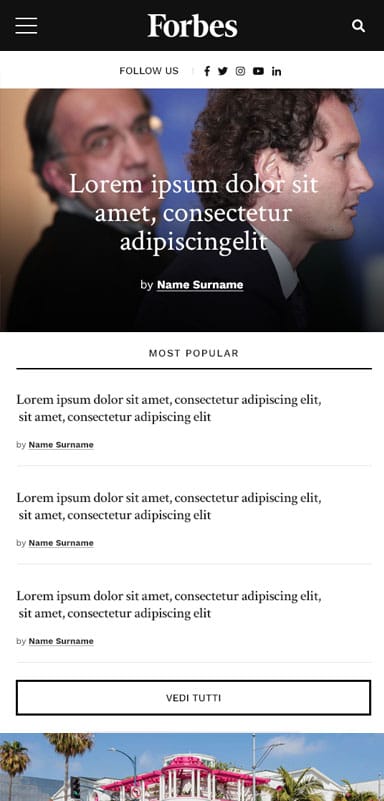 Schermata dal sito web di Forbes Italia