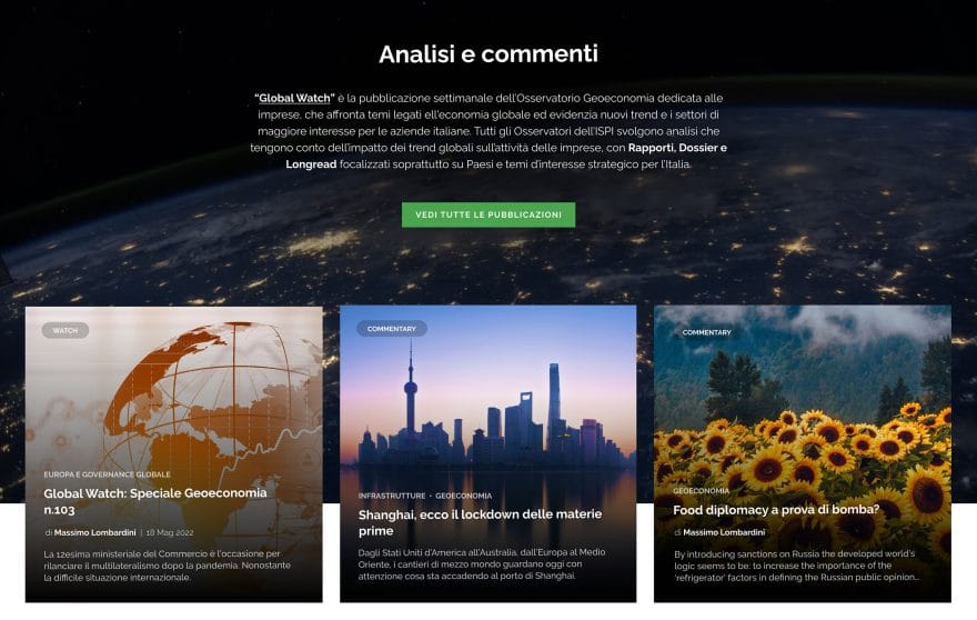 Schermata dal sito web di ISPI