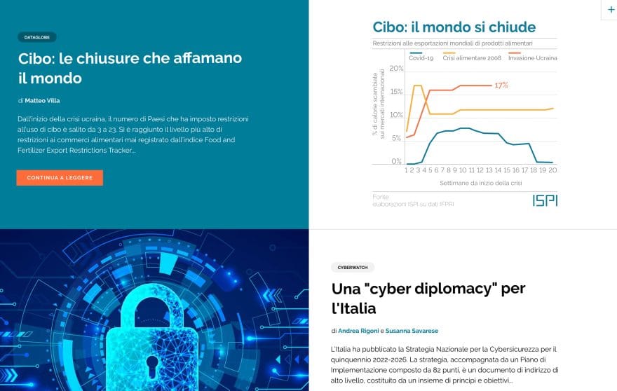 Schermata dal sito web di ISPI