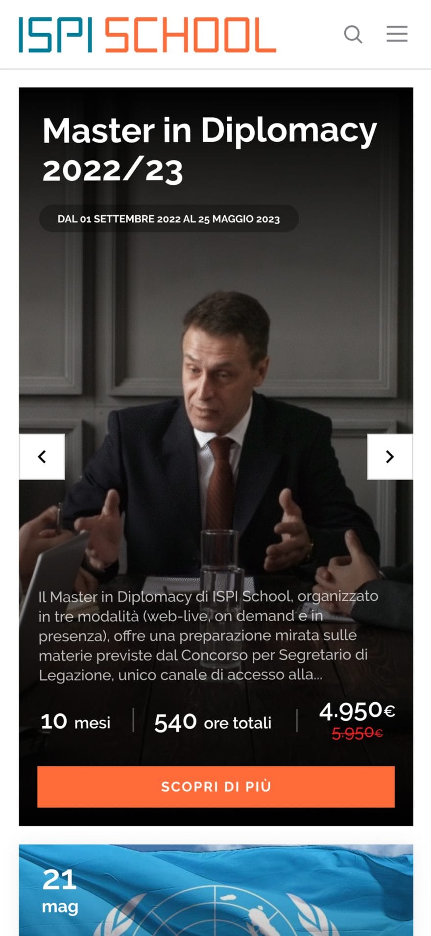 Schermata dal sito web di ISPI
