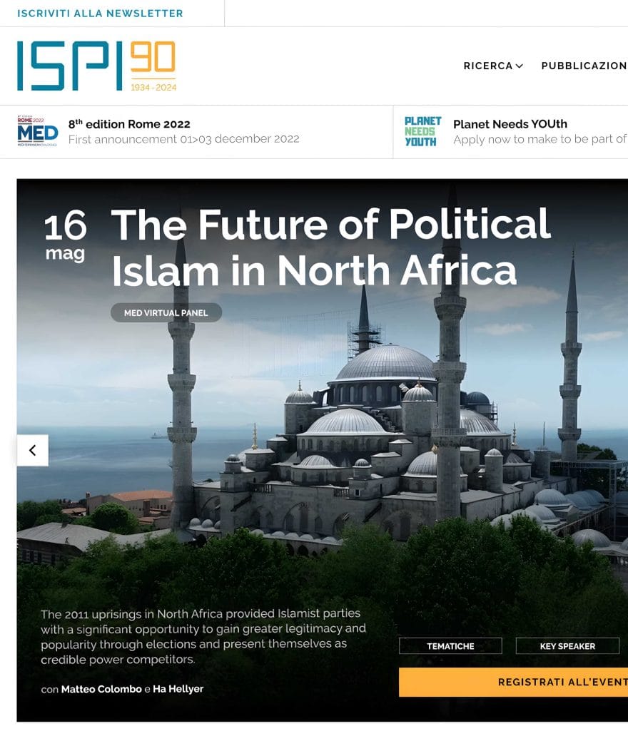 Schermata dal sito web di ISPI