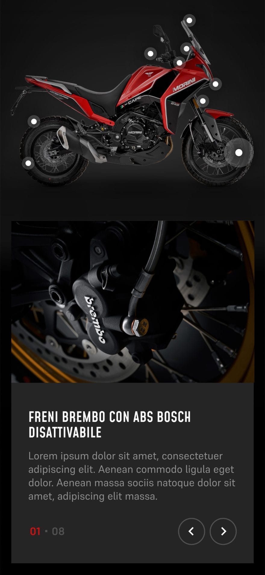 Schermata dal sito web di Moto Morini
