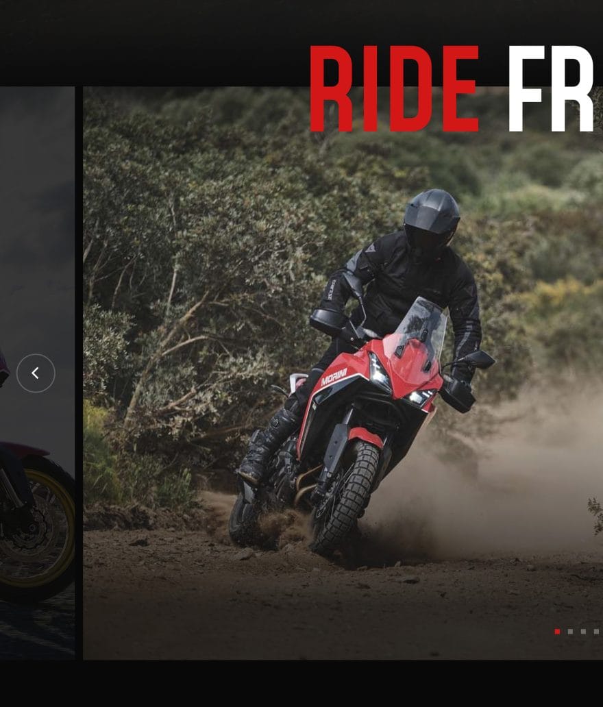 Schermata dal sito web di Moto Morini