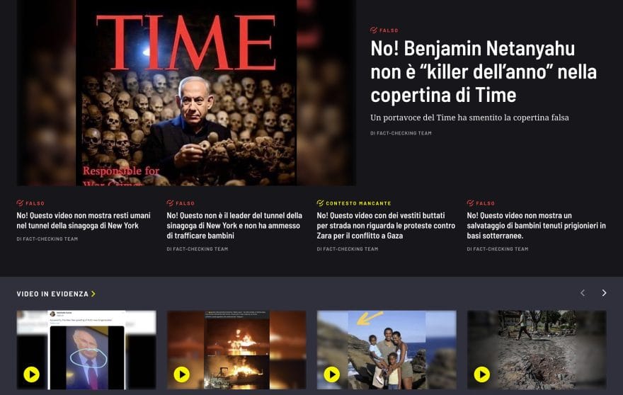 Schermata dal sito web di Open