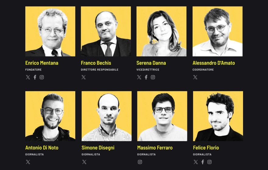 Schermata dal sito web di Open