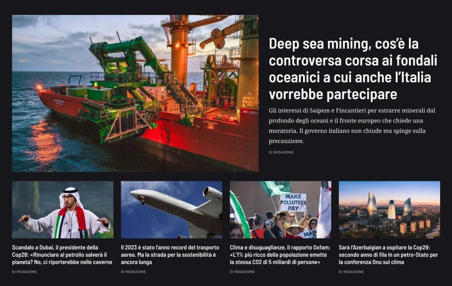 Schermata dal sito web di Open