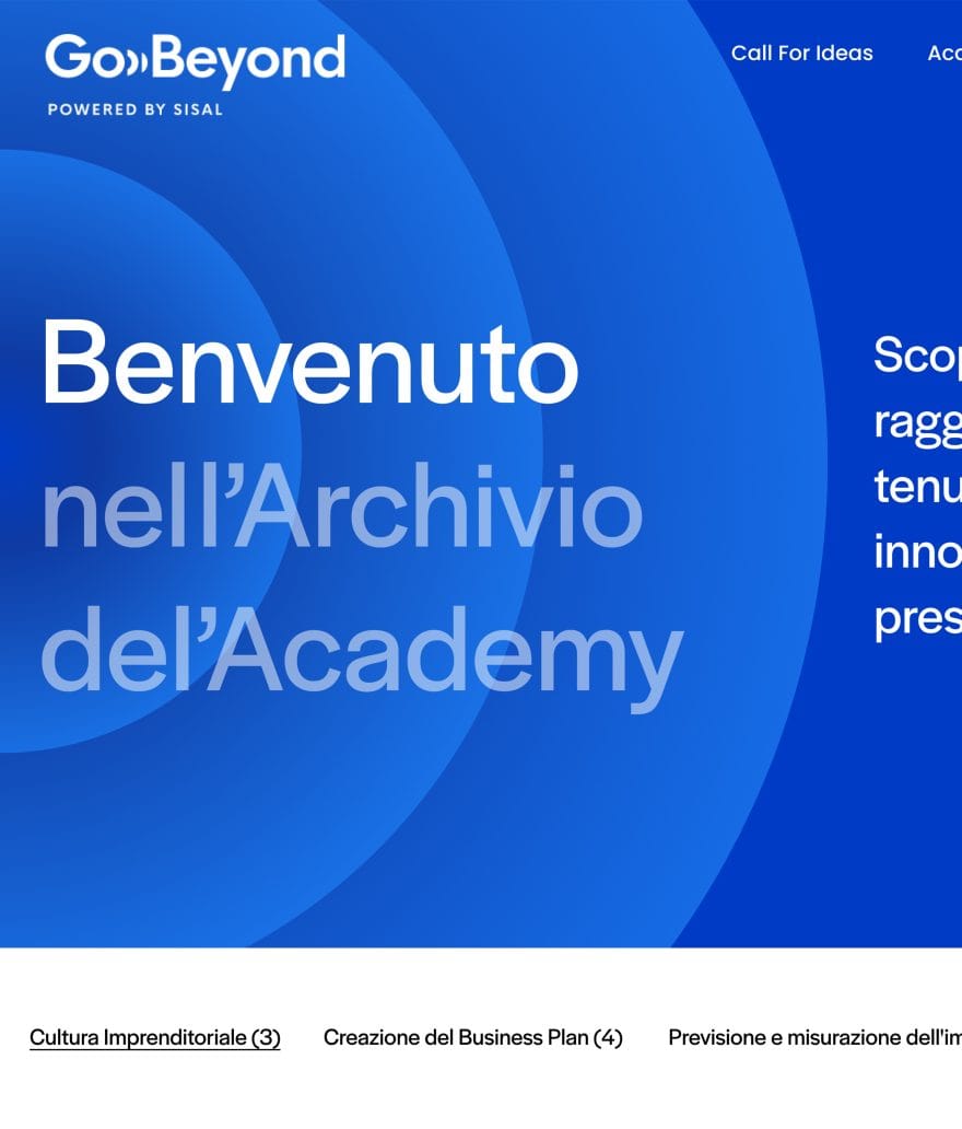 Schermata dal sito web di Sisal GoBeyond