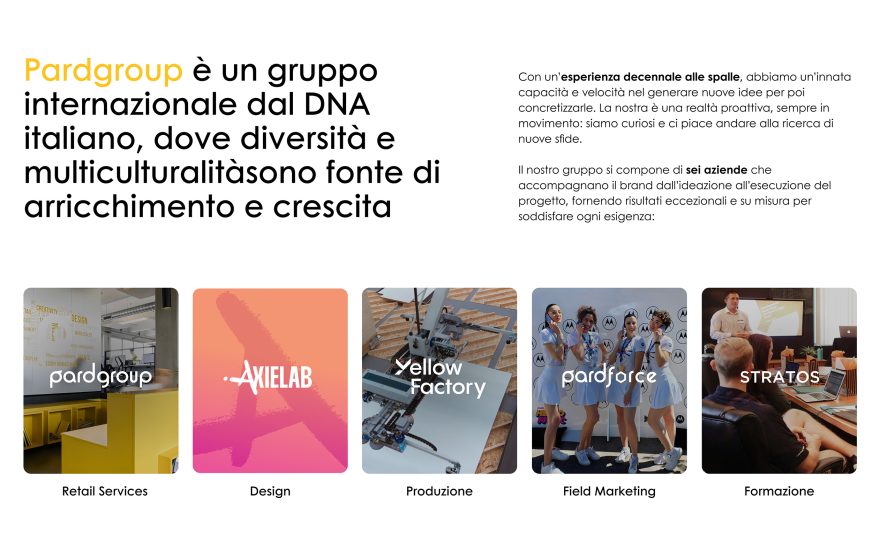 Schermata dal sito web di Pardgroup