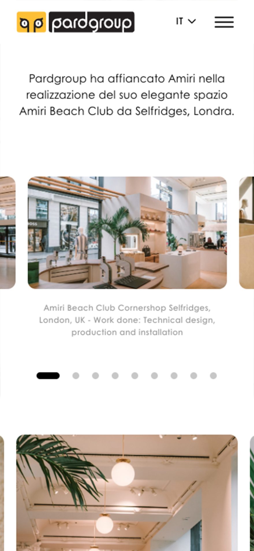 Schermata dal sito web di Pardgroup